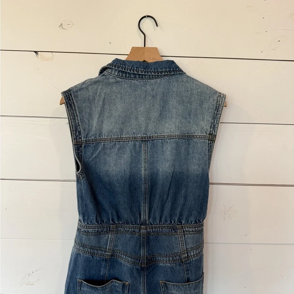 Boutique Sleeveless Denim Jumpsuit size Small - Picture 5 of 8